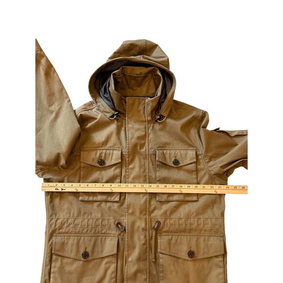 Walace & Barnes Military Field Coat Mens Large Brown Linen Blend Hooded *FLAW* - Picture 14 of 15
